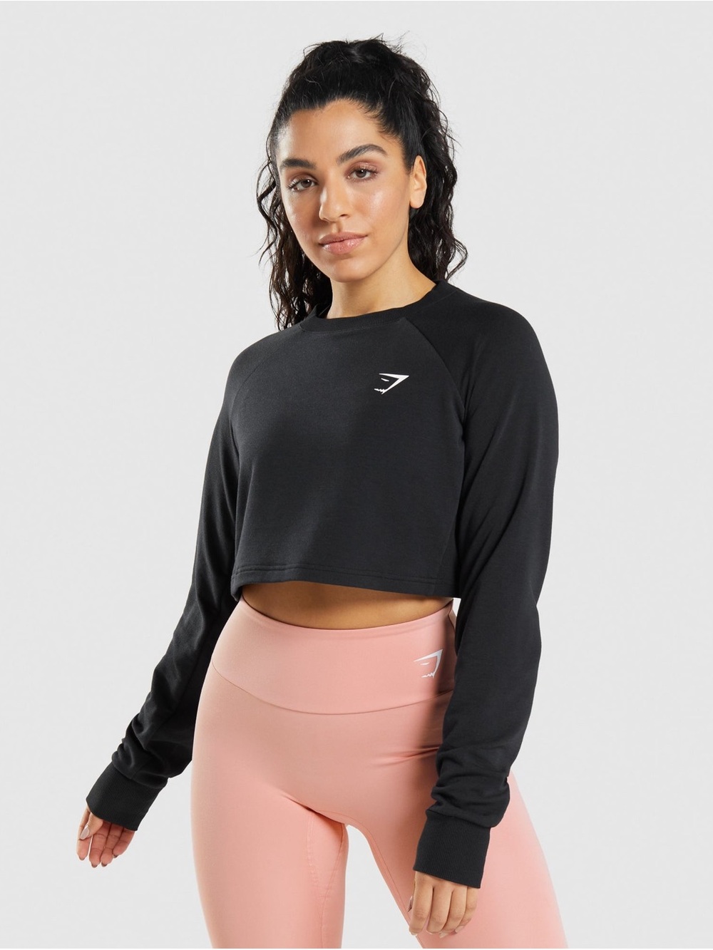 Gymshark Black Cropped Long-Sleeve Training Sweater